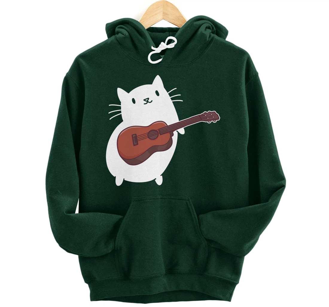 Cat Ukulele Player Pullover Hoodie
