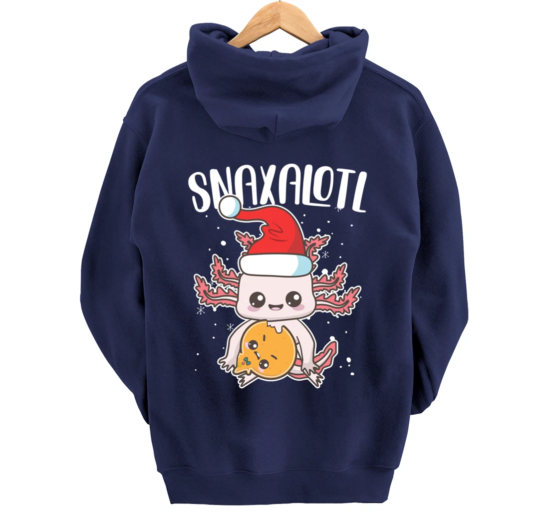 Snaxalotl Funny Axolotl Pun Cookie Love Snacks Eating Fish Pullover Hoodie