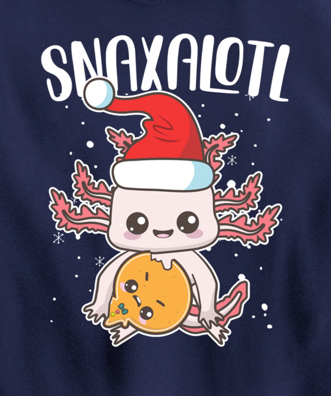 Snaxalotl Funny Axolotl Pun Cookie Love Snacks Eating Fish Pullover Hoodie