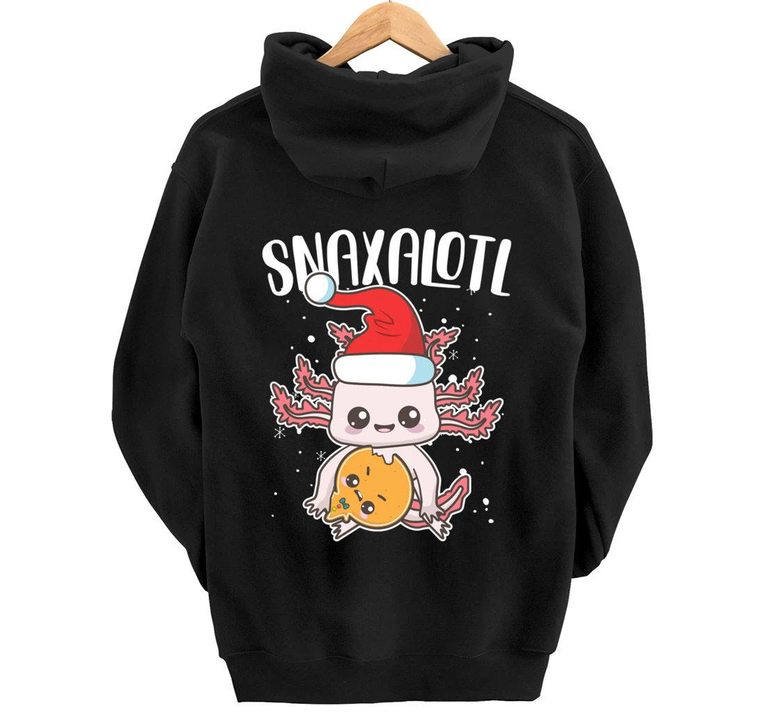 Snaxalotl Funny Axolotl Pun Cookie Love Snacks Eating Fish Pullover Hoodie
