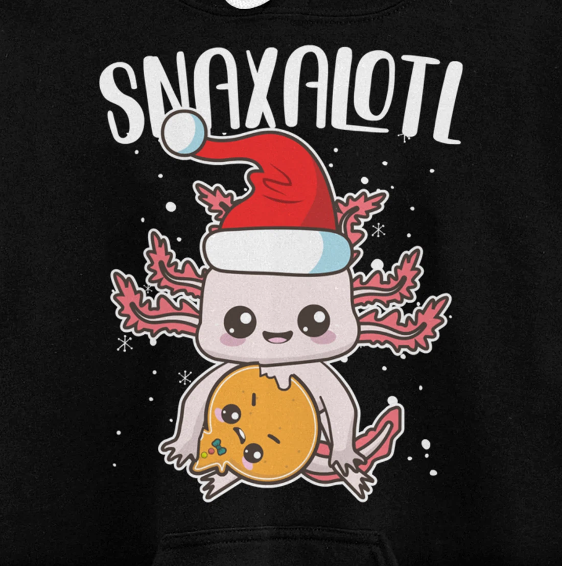 Snaxalotl Funny Axolotl Pun Cookie Love Snacks Eating Fish Pullover Hoodie