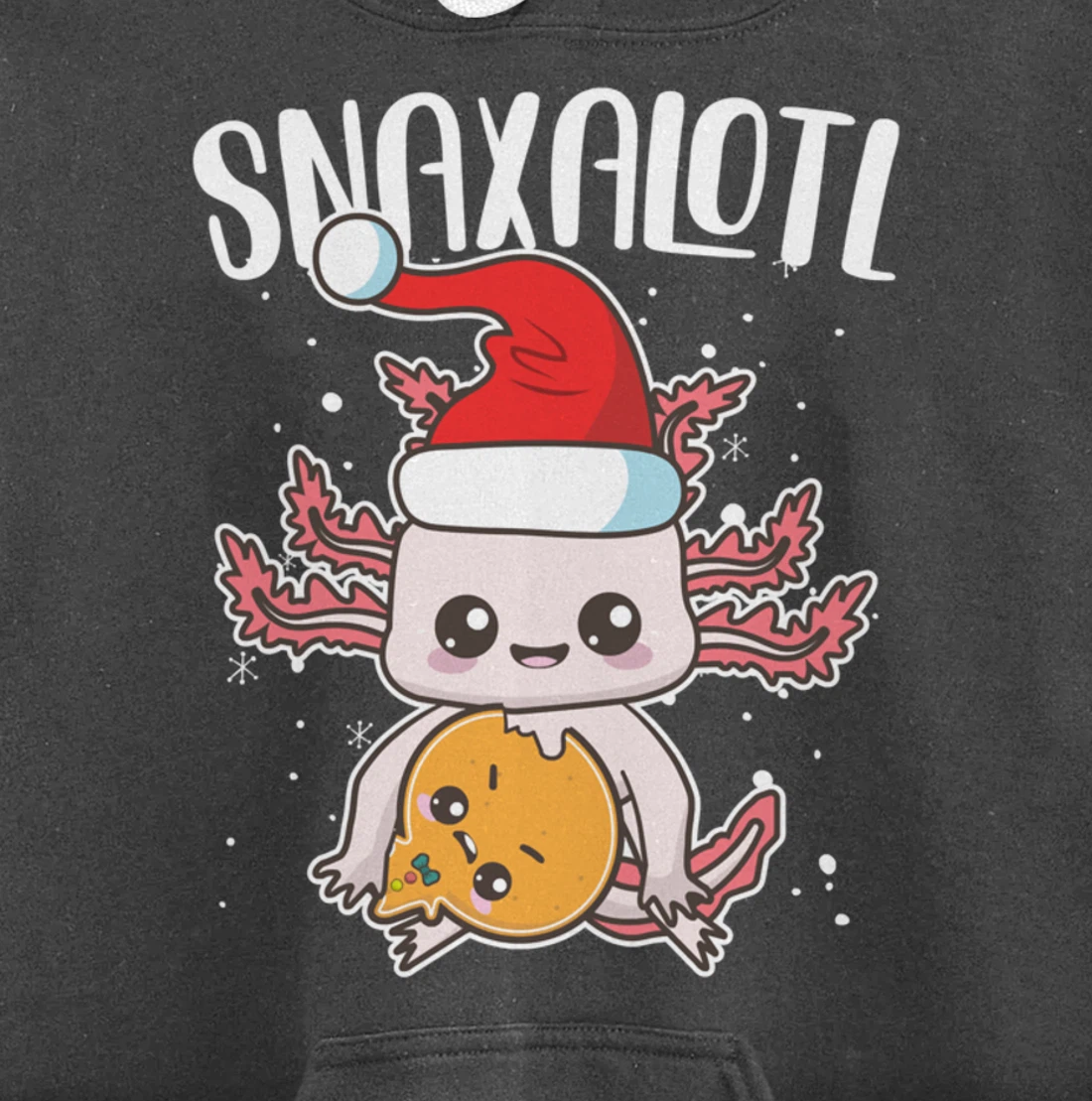 Snaxalotl Funny Axolotl Pun Cookie Love Snacks Eating Fish Pullover Hoodie