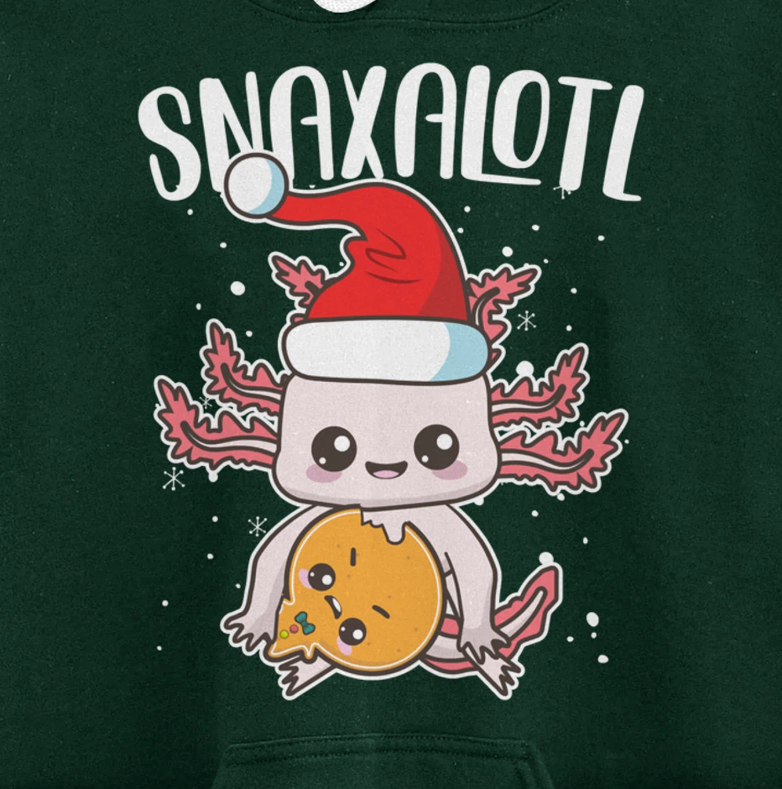 Snaxalotl Funny Axolotl Pun Cookie Love Snacks Eating Fish Pullover Hoodie