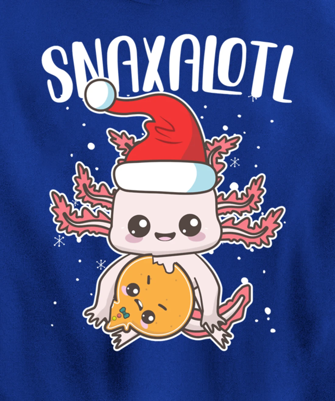 Snaxalotl Funny Axolotl Pun Cookie Love Snacks Eating Fish Pullover Hoodie