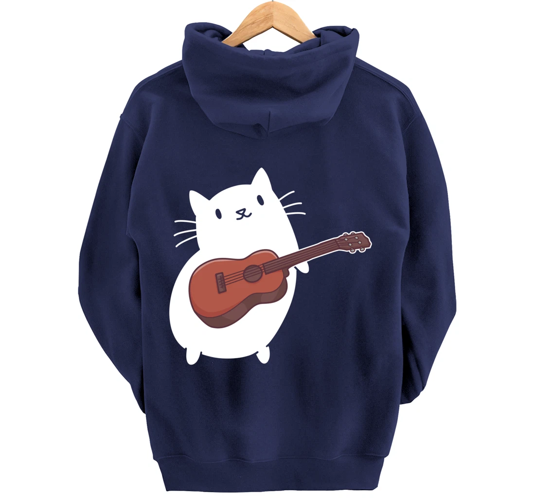 Cat Ukulele Player Pullover Hoodie
