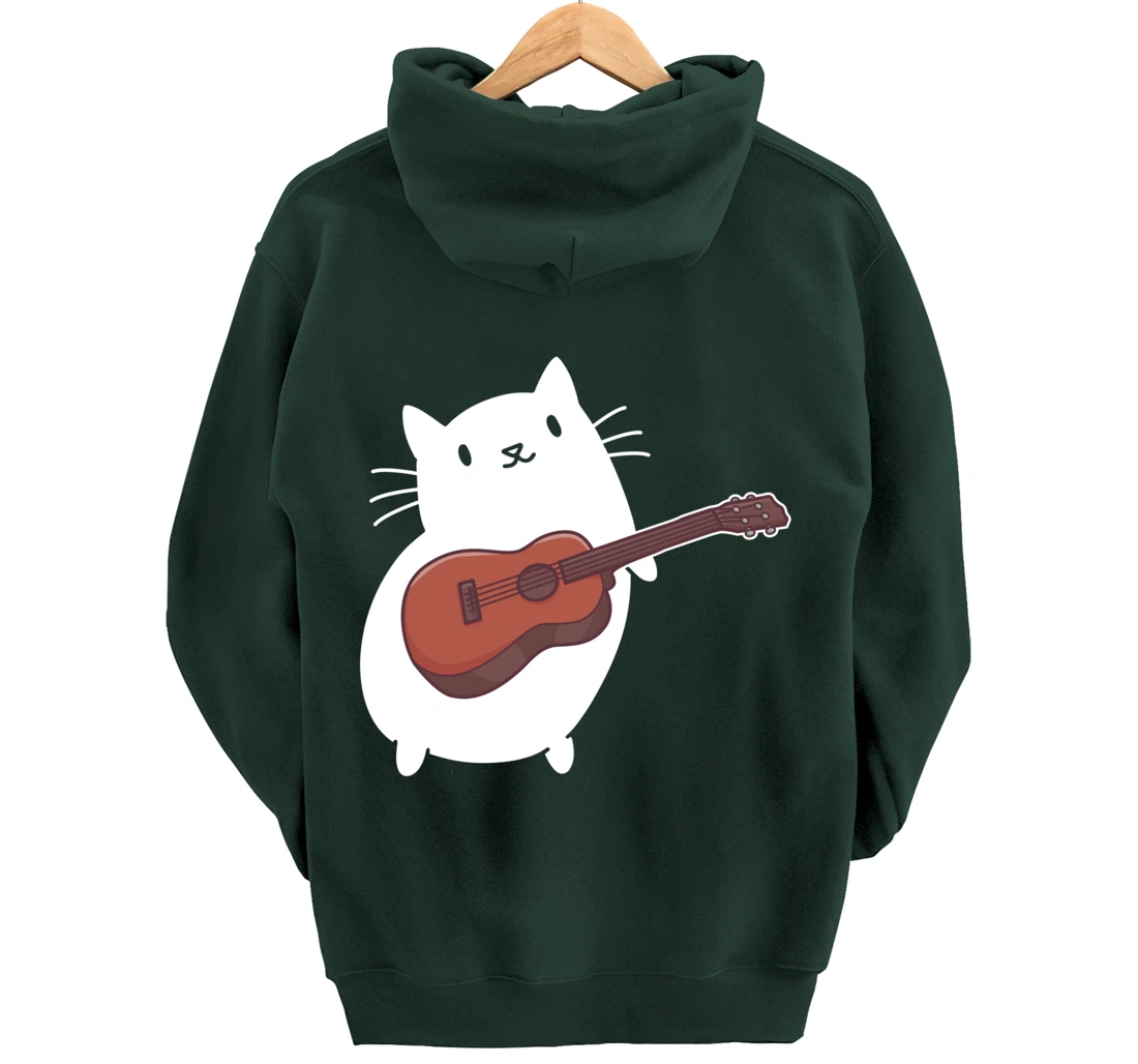 Cat Ukulele Player Pullover Hoodie