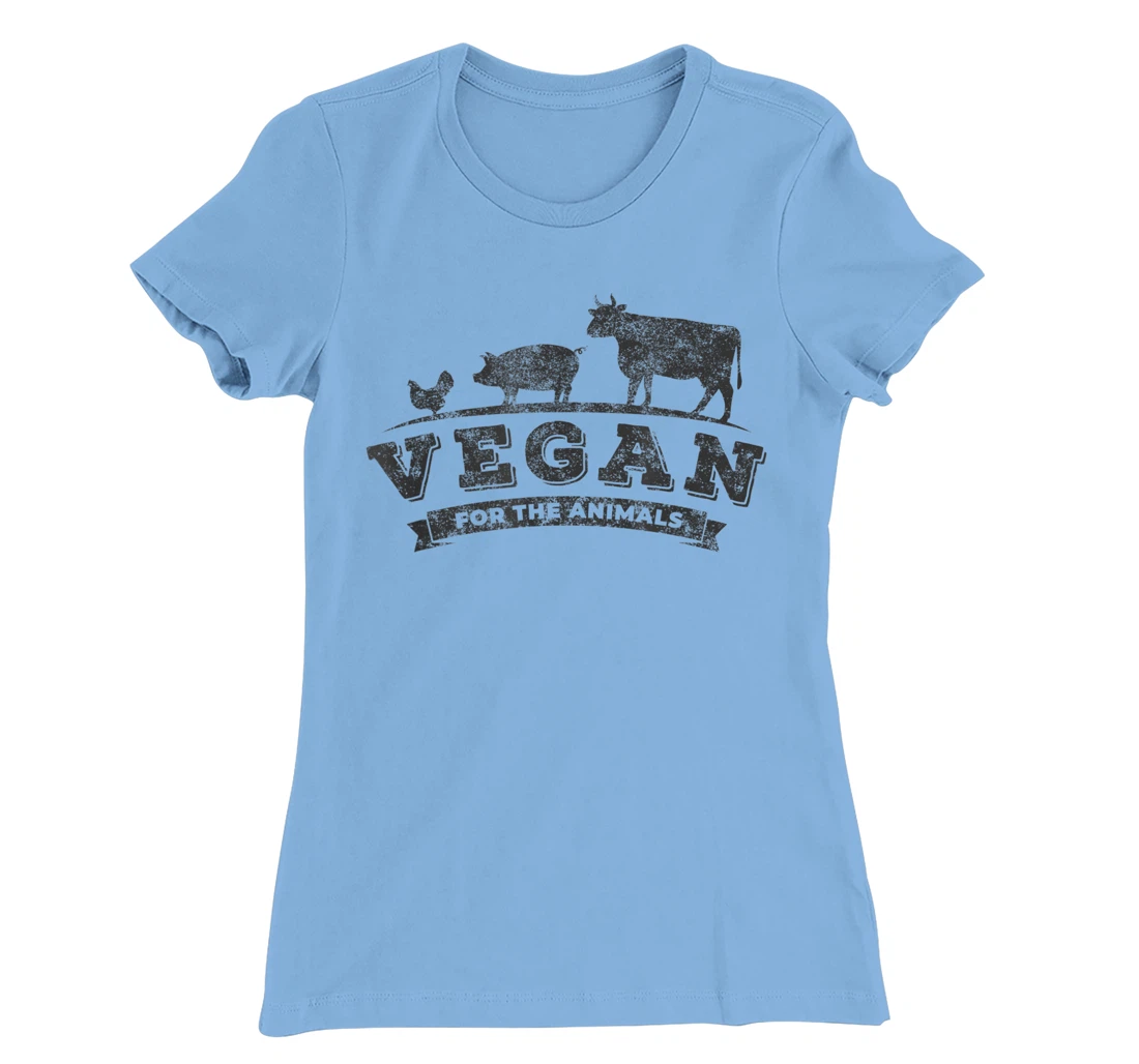 Womens Vegan For The Animals Plant Based Veggie Retro Vintage Logo T-Shirt, Kid T-Shirt and Women T-Shirt
