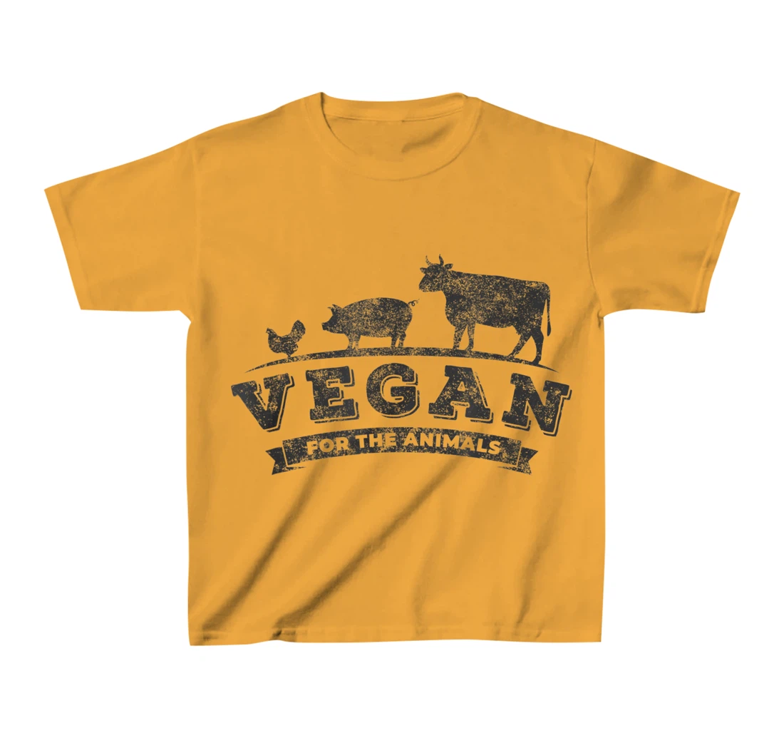 Womens Vegan For The Animals Plant Based Veggie Retro Vintage Logo T-Shirt, Kid T-Shirt and Women T-Shirt