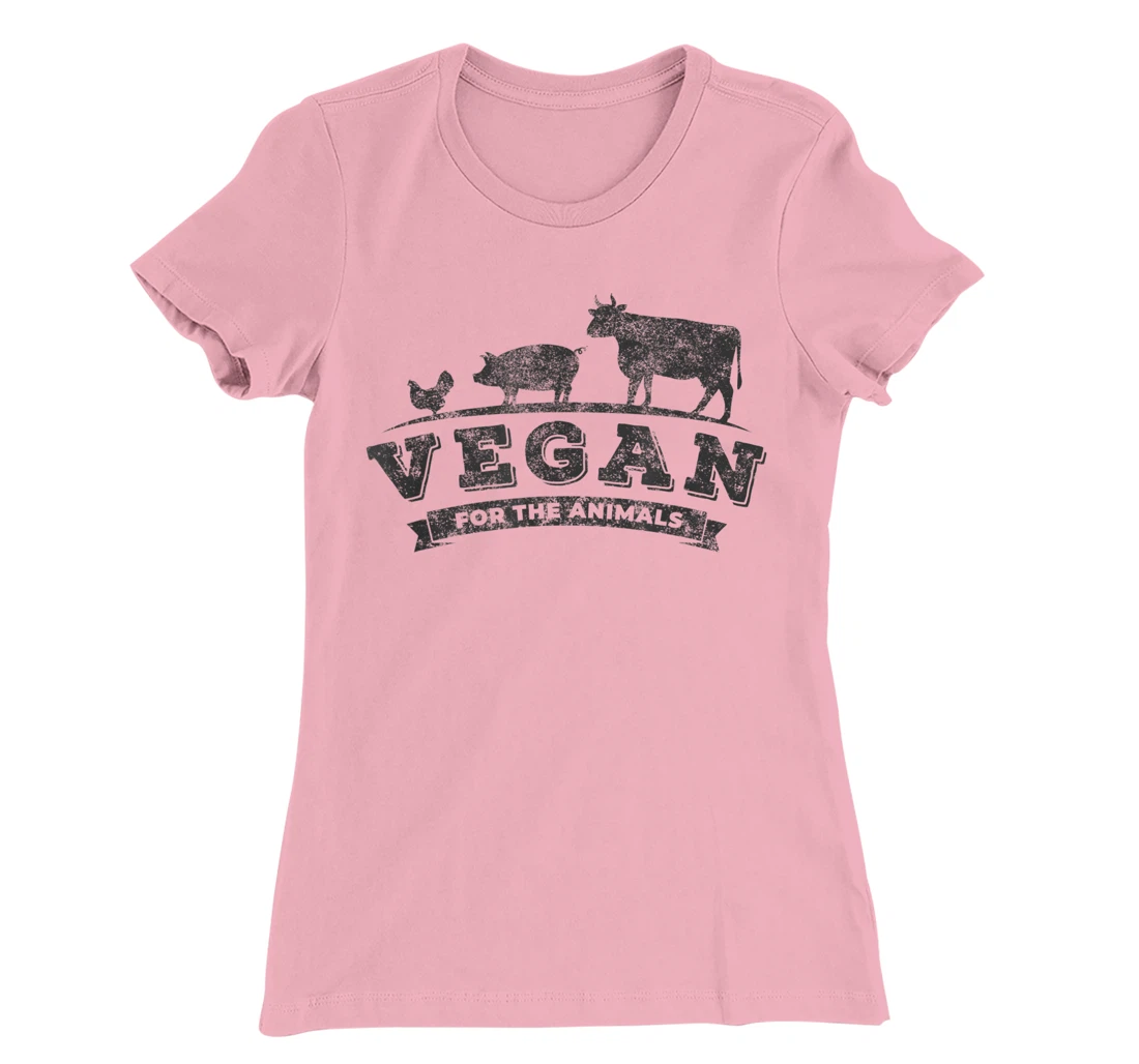 Womens Vegan For The Animals Plant Based Veggie Retro Vintage Logo T-Shirt, Kid T-Shirt and Women T-Shirt