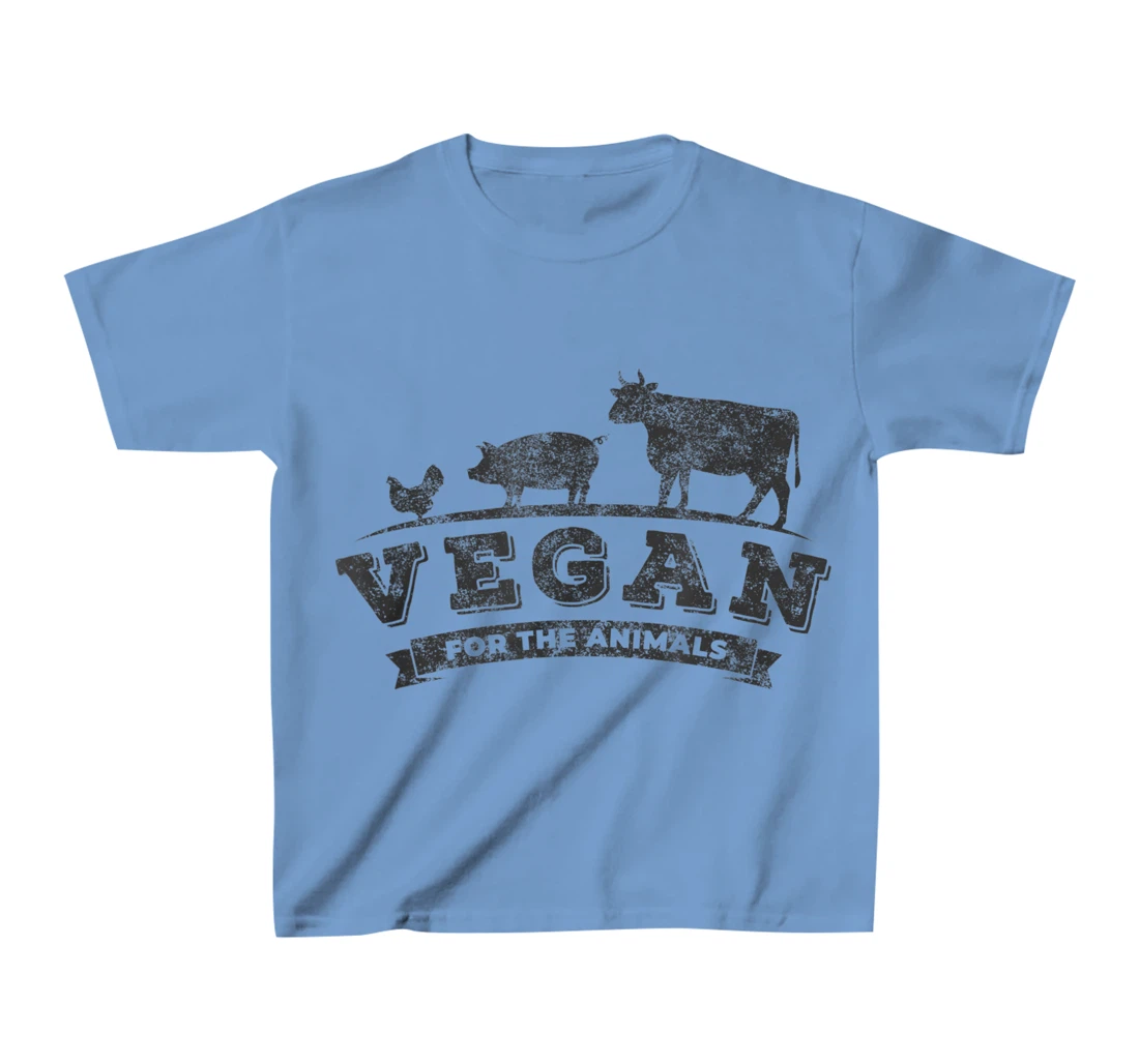 Womens Vegan For The Animals Plant Based Veggie Retro Vintage Logo T-Shirt, Kid T-Shirt and Women T-Shirt