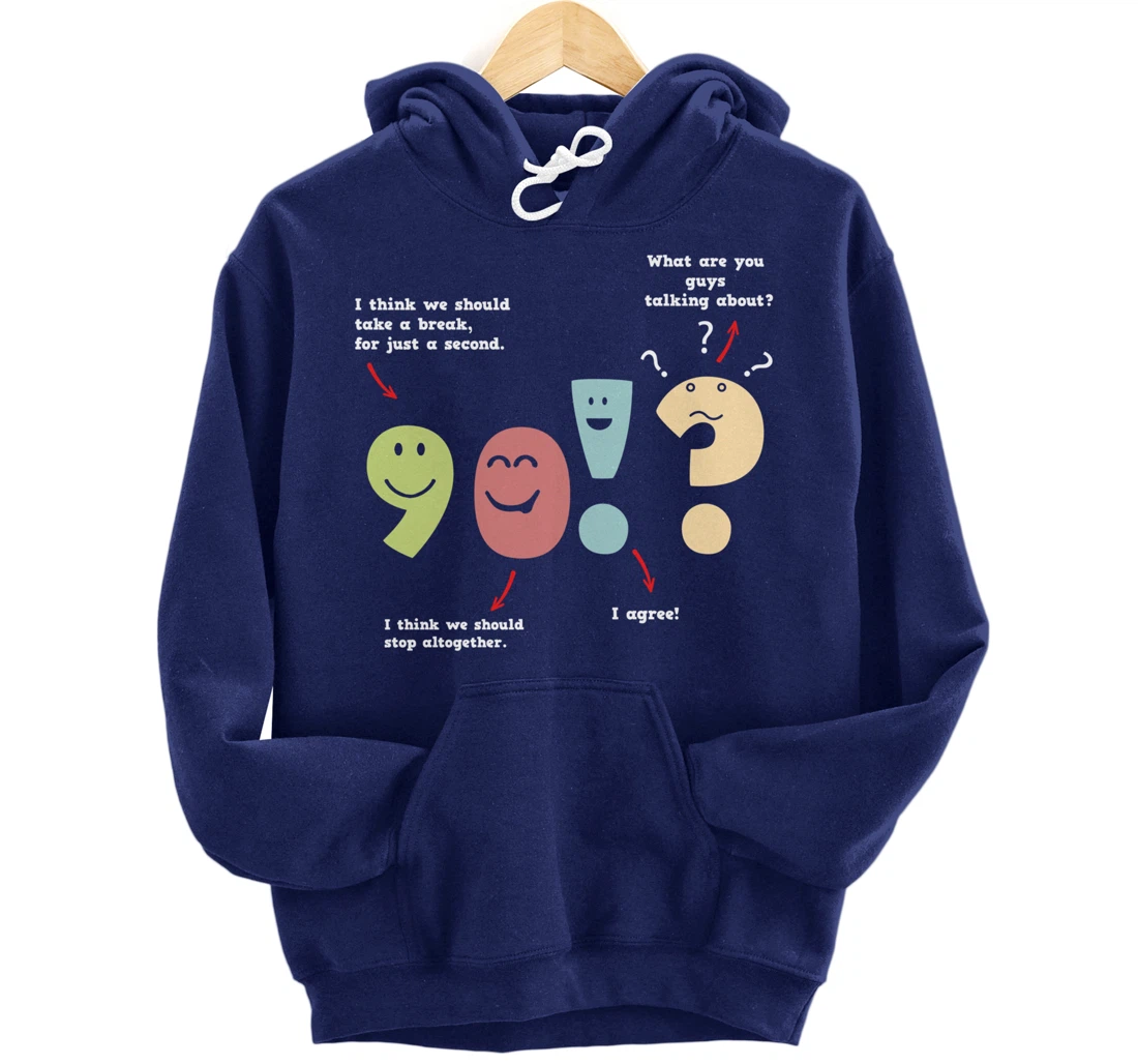 Punctuation Oxford Comma Question Mark Teacher Nerd Grammar Pullover Hoodie