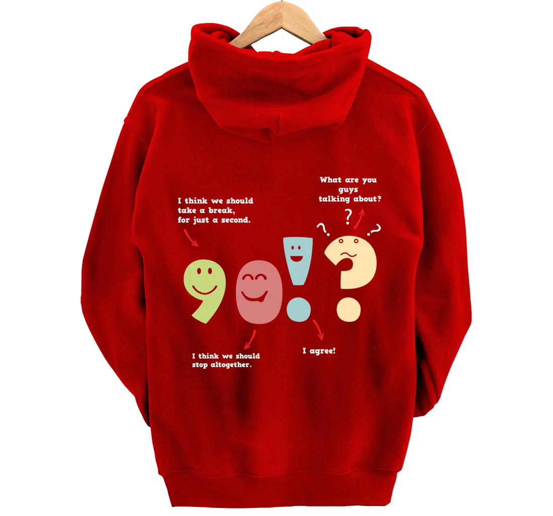 Punctuation Oxford Comma Question Mark Teacher Nerd Grammar Pullover Hoodie