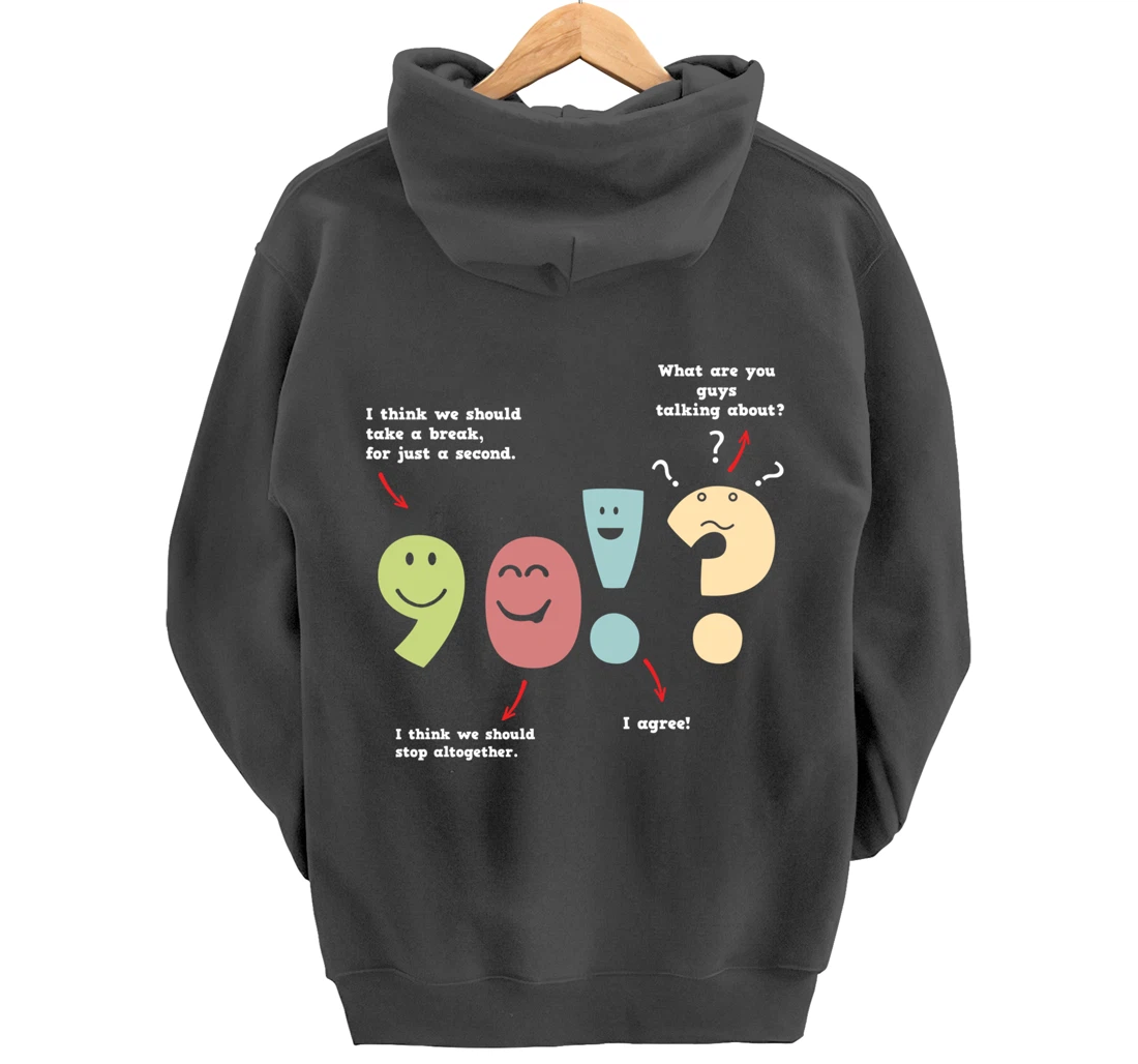 Punctuation Oxford Comma Question Mark Teacher Nerd Grammar Pullover Hoodie