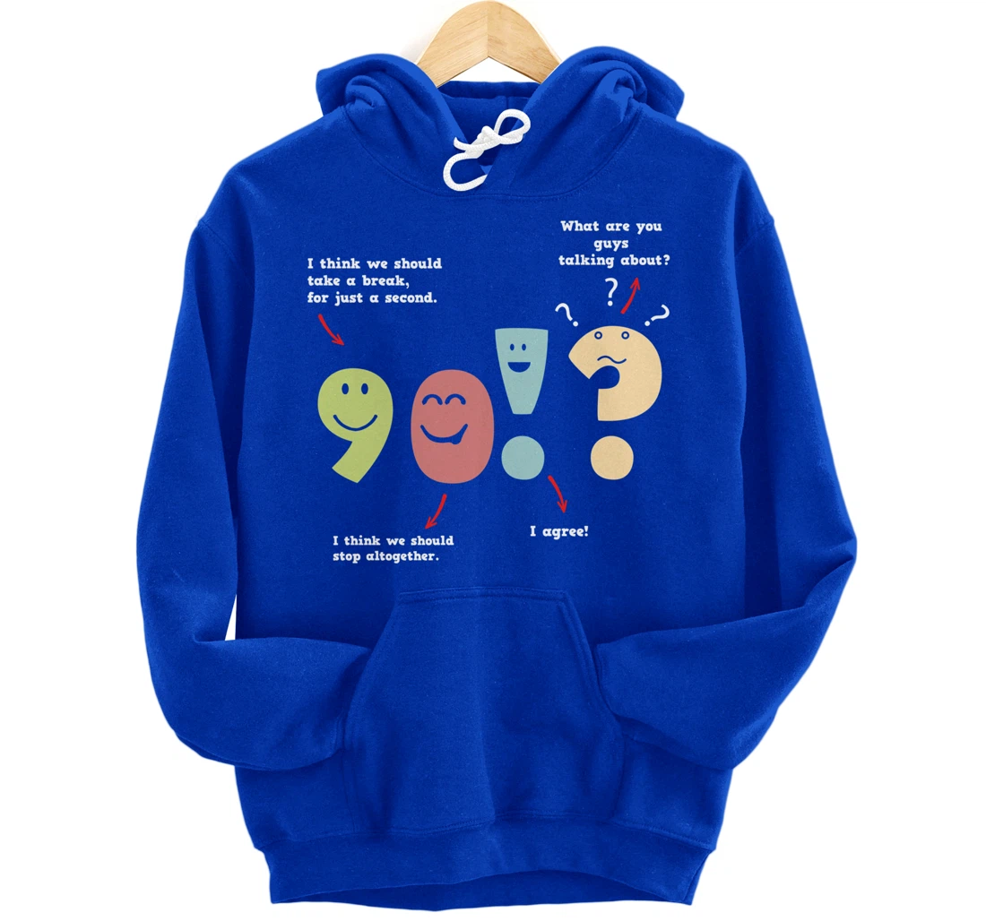 Punctuation Oxford Comma Question Mark Teacher Nerd Grammar Pullover Hoodie