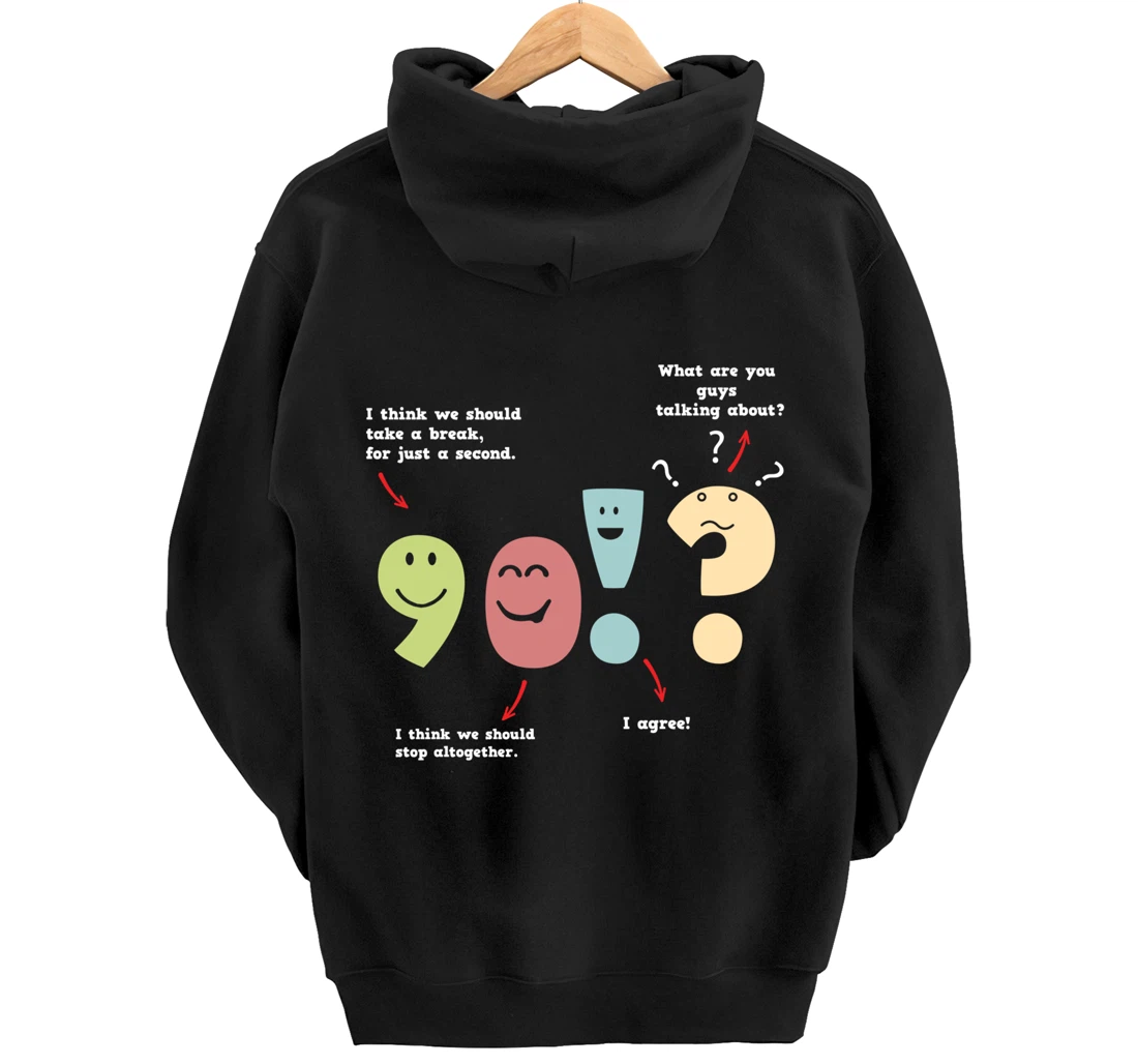 Punctuation Oxford Comma Question Mark Teacher Nerd Grammar Pullover Hoodie