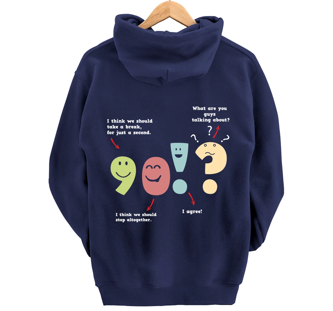 Punctuation Oxford Comma Question Mark Teacher Nerd Grammar Pullover Hoodie