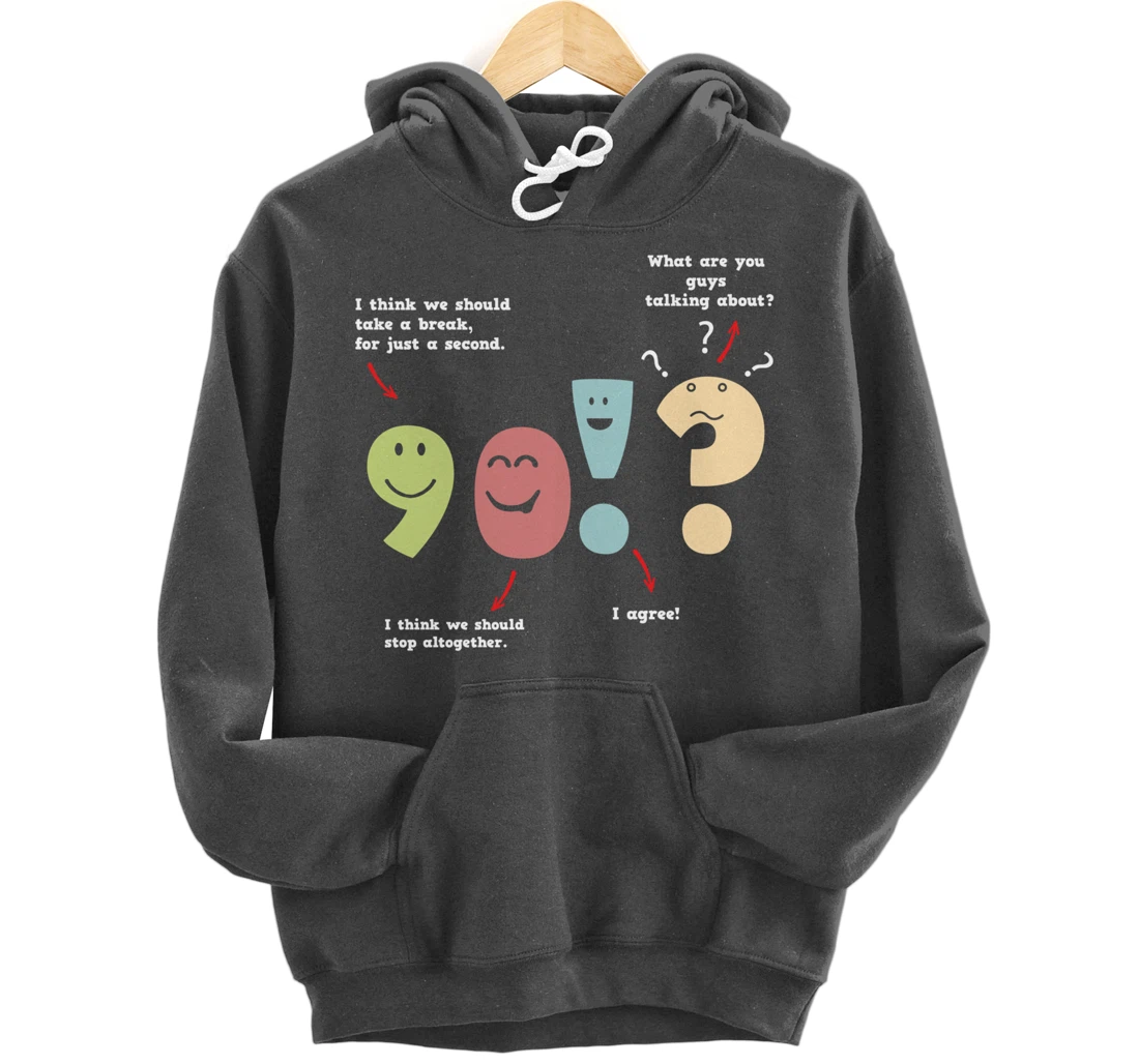 Punctuation Oxford Comma Question Mark Teacher Nerd Grammar Pullover Hoodie