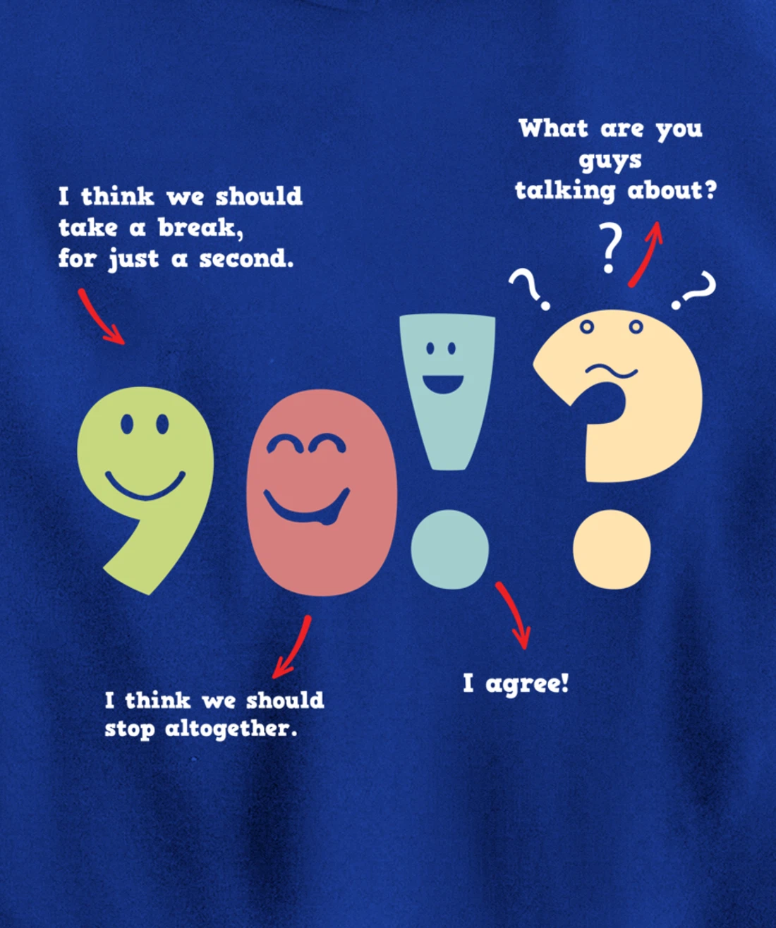 Punctuation Oxford Comma Question Mark Teacher Nerd Grammar Pullover Hoodie