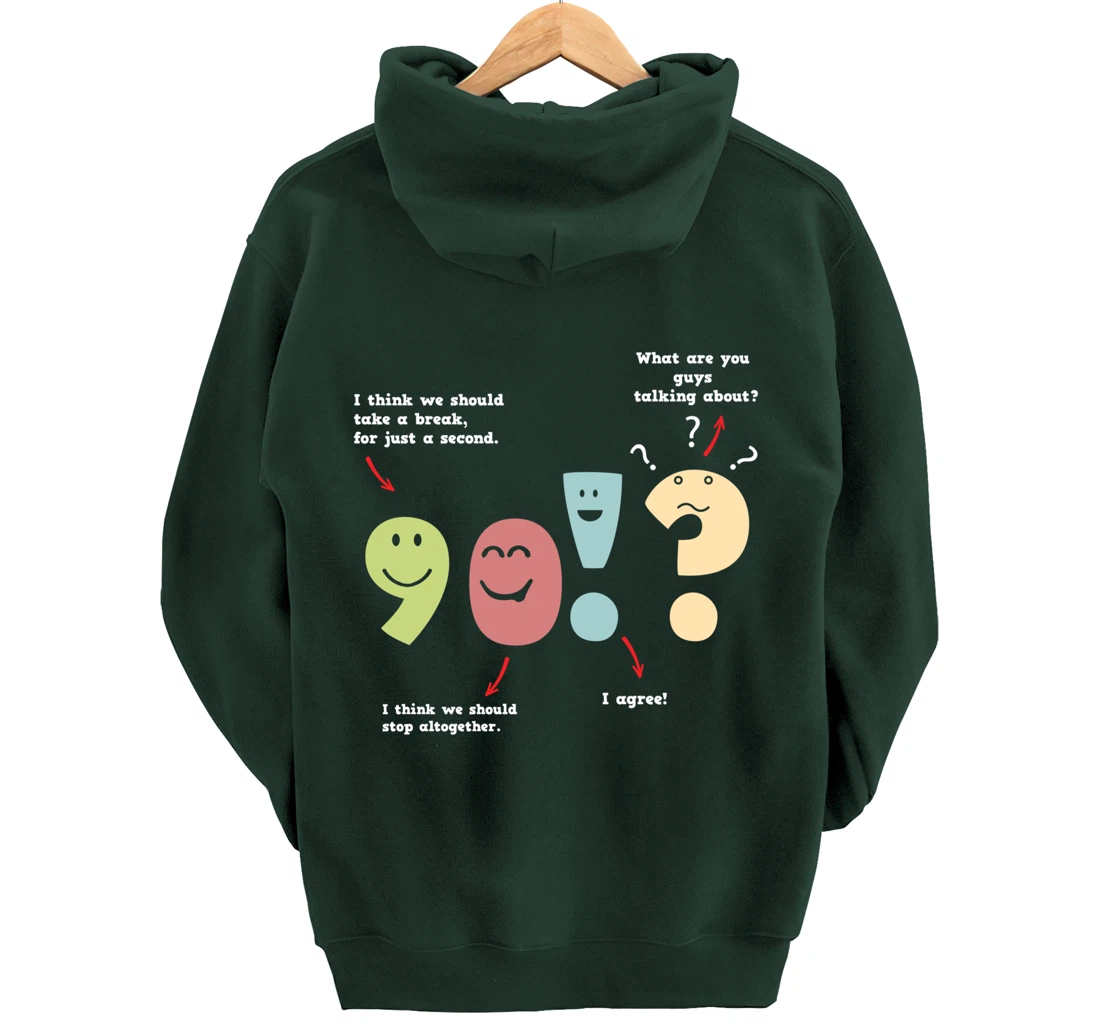 Punctuation Oxford Comma Question Mark Teacher Nerd Grammar Pullover Hoodie