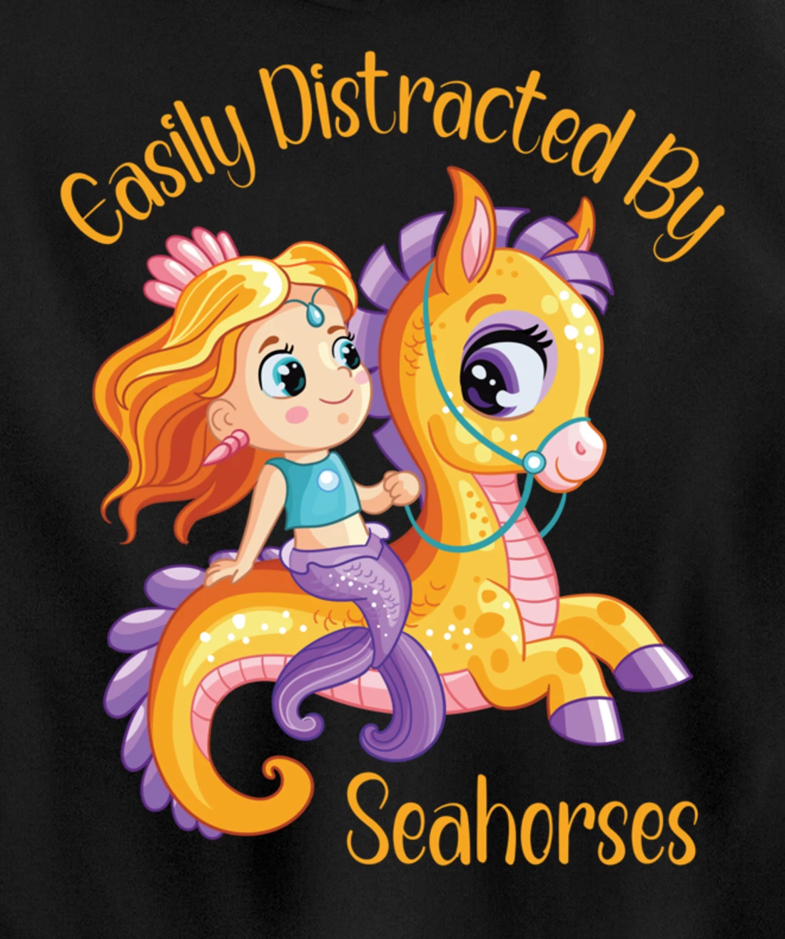 Easily Distracted By Seahorses Pullover Hoodie
