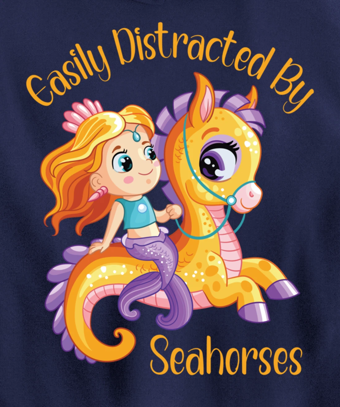 Easily Distracted By Seahorses Pullover Hoodie