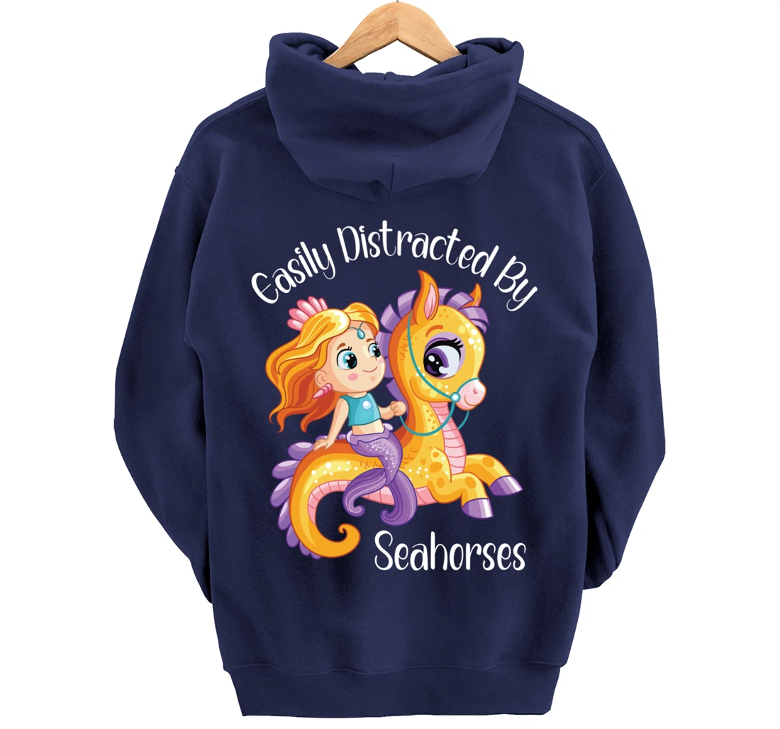 Easily Distracted By Seahorses Pullover Hoodie