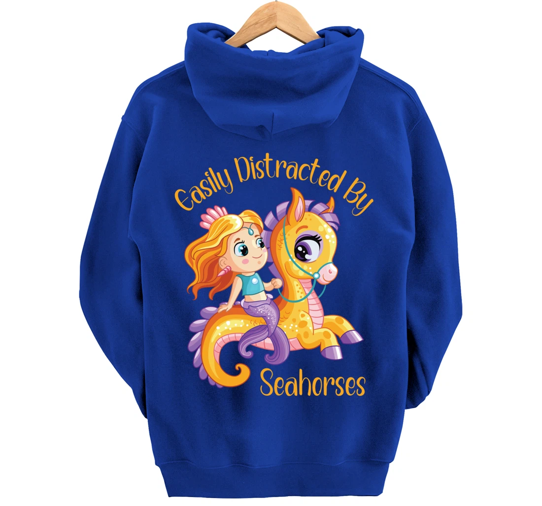 Easily Distracted By Seahorses Pullover Hoodie