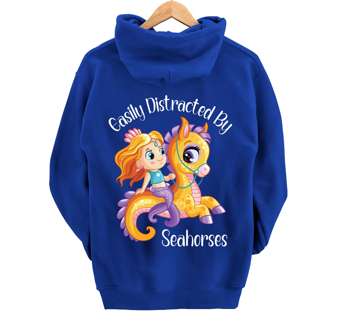 Easily Distracted By Seahorses Pullover Hoodie