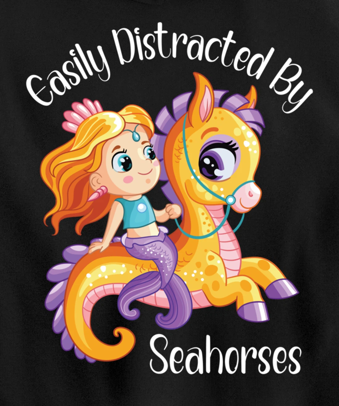 Easily Distracted By Seahorses Pullover Hoodie