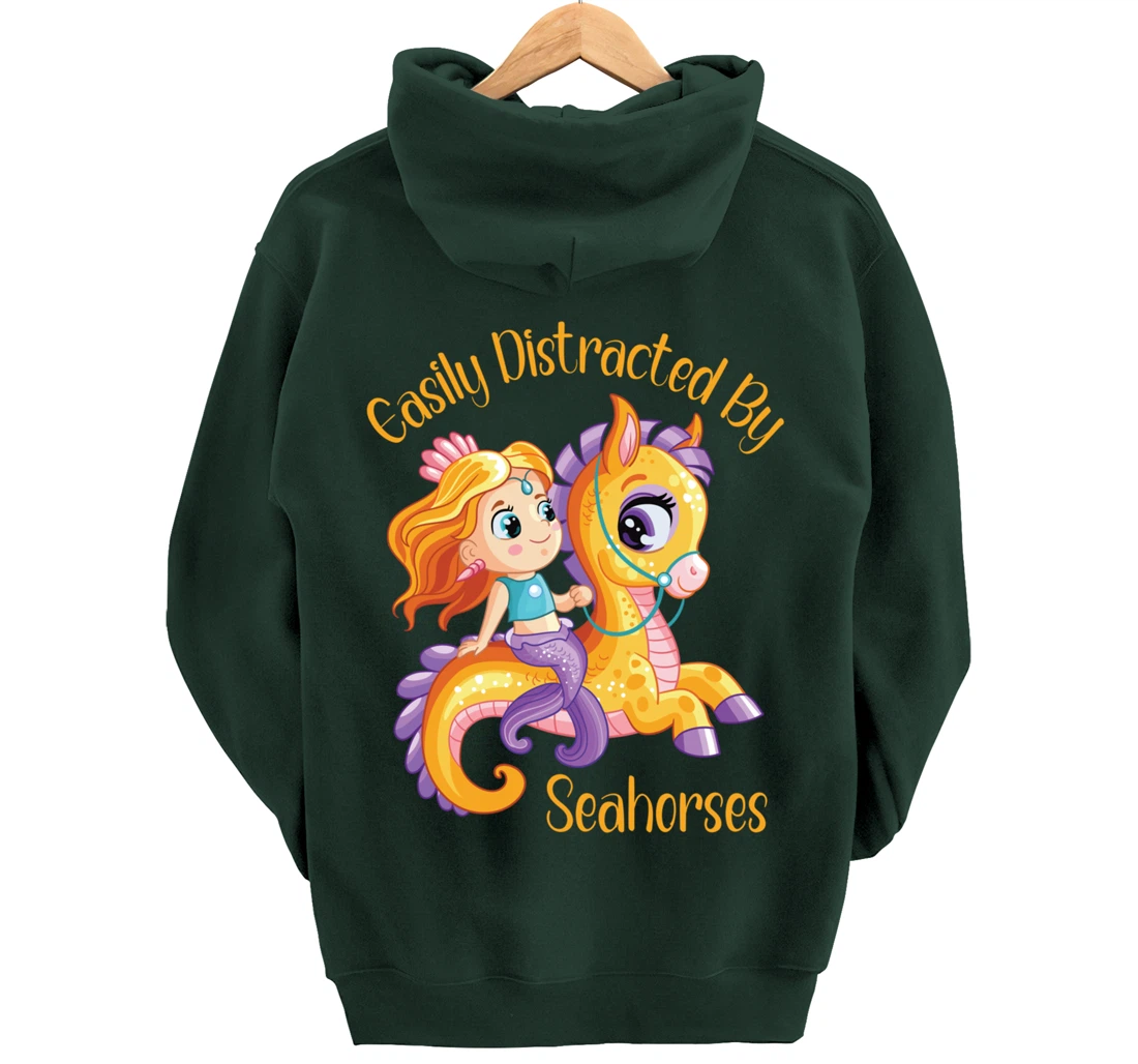 Easily Distracted By Seahorses Pullover Hoodie