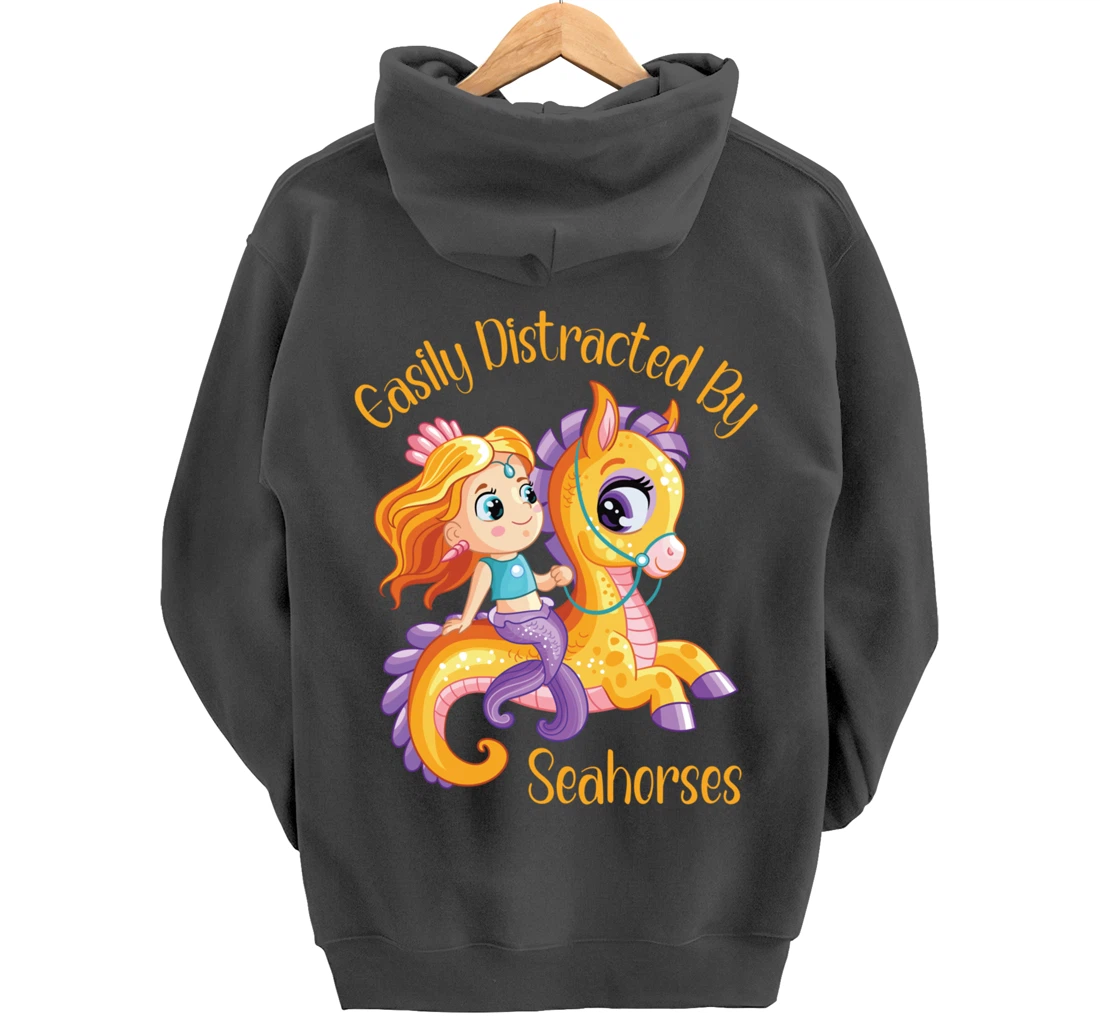 Easily Distracted By Seahorses Pullover Hoodie