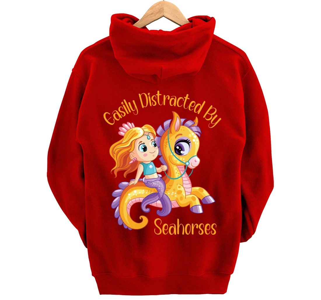 Easily Distracted By Seahorses Pullover Hoodie