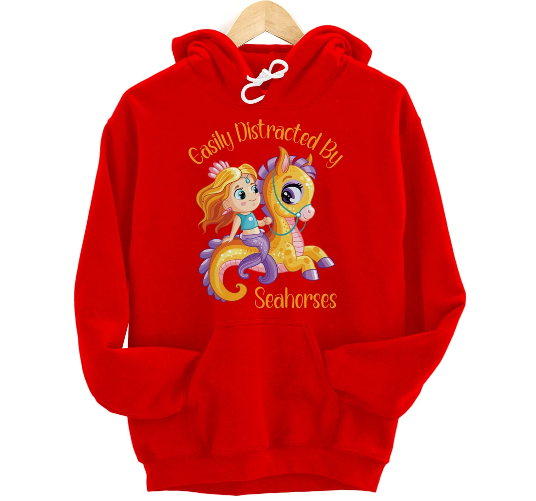Easily Distracted By Seahorses Pullover Hoodie