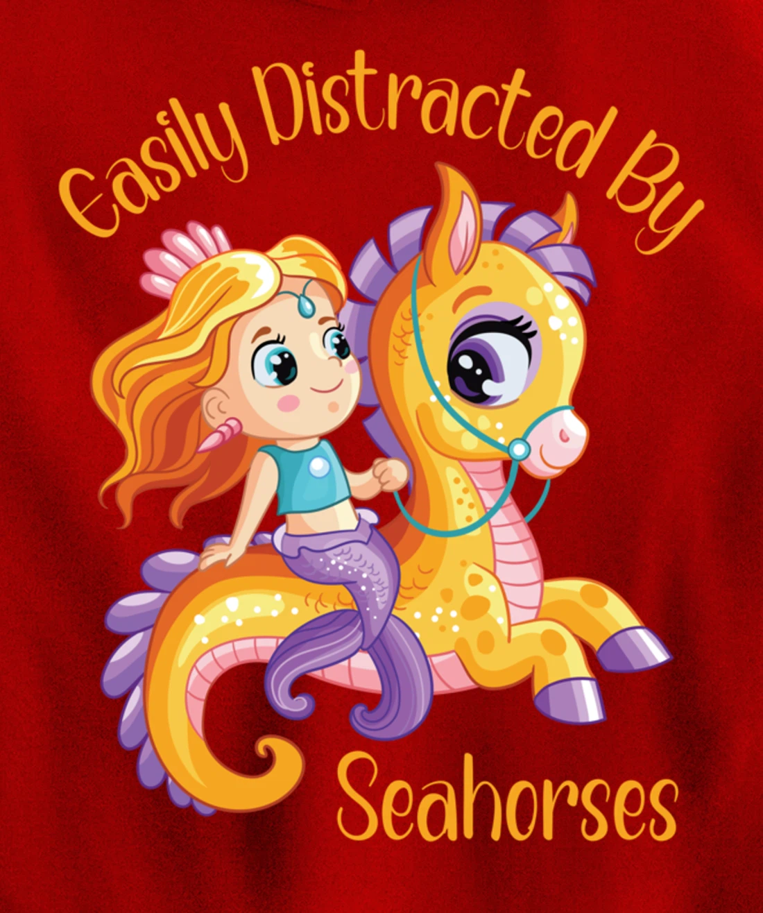 Easily Distracted By Seahorses Pullover Hoodie