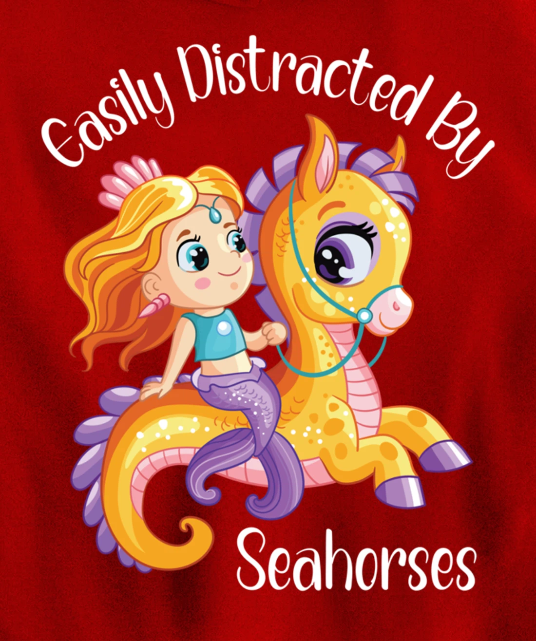Easily Distracted By Seahorses Pullover Hoodie