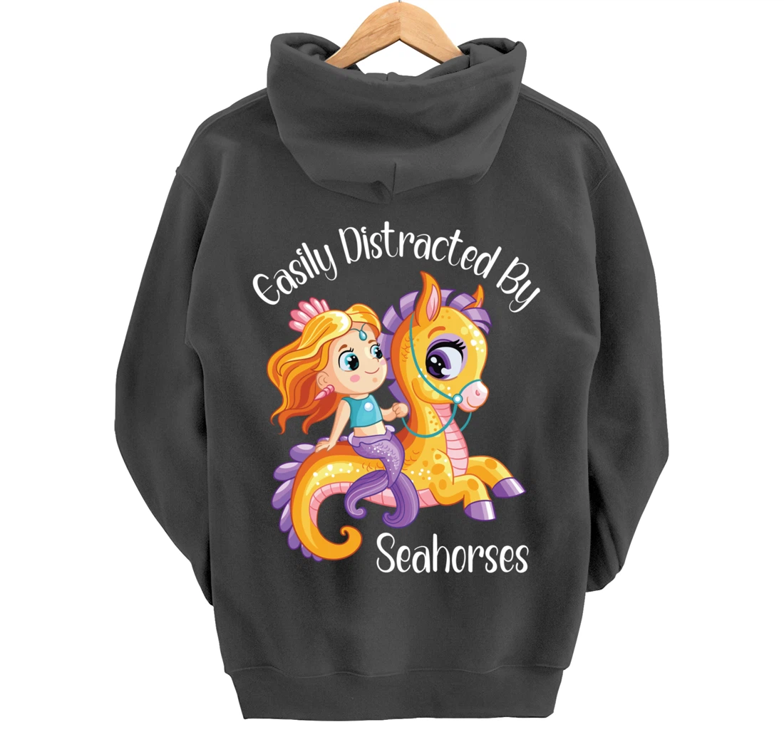 Easily Distracted By Seahorses Pullover Hoodie