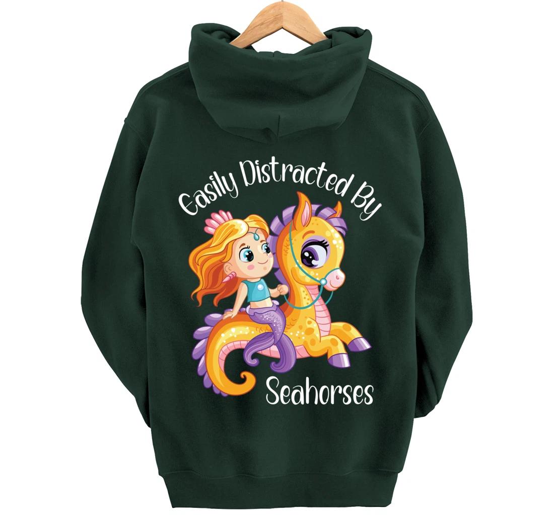 Easily Distracted By Seahorses Pullover Hoodie