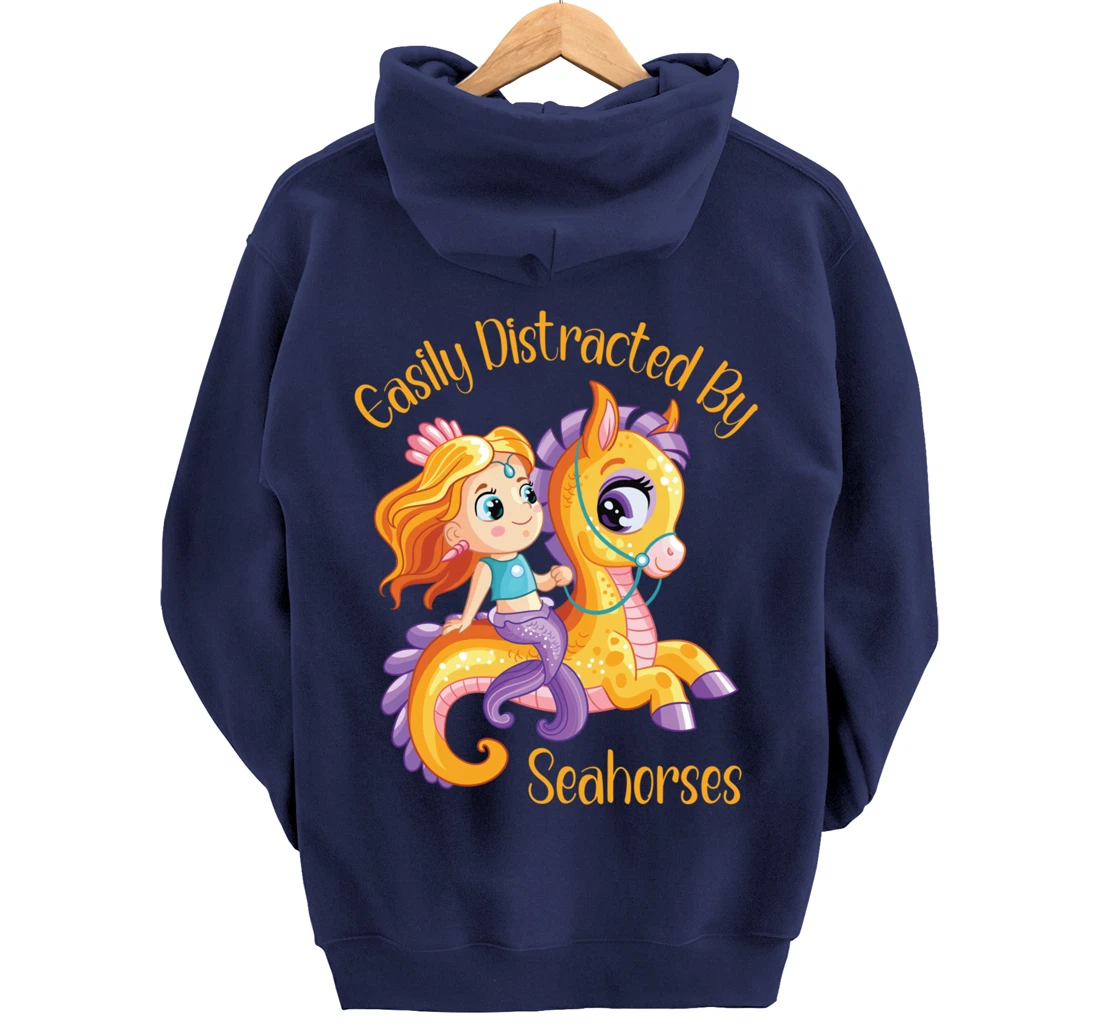 Easily Distracted By Seahorses Pullover Hoodie