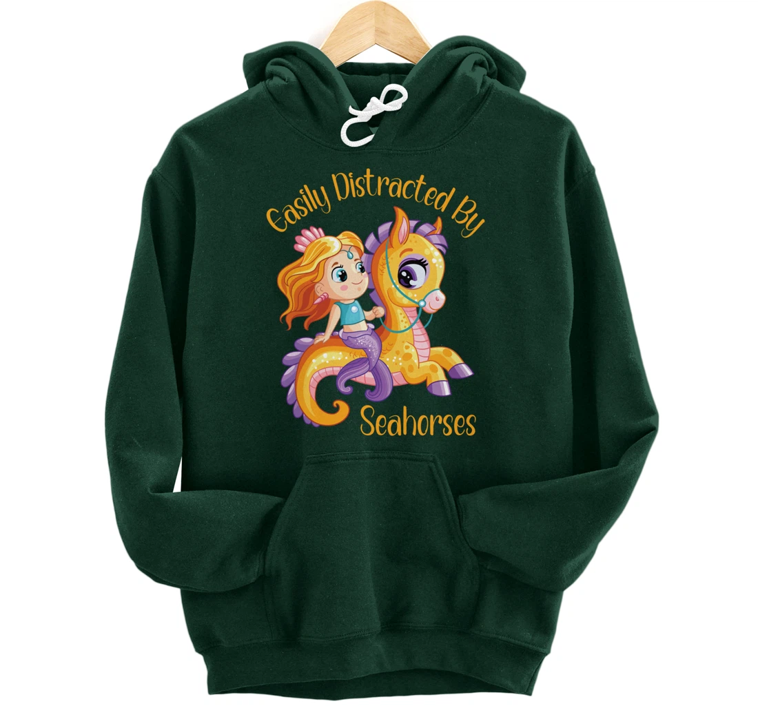 Easily Distracted By Seahorses Pullover Hoodie