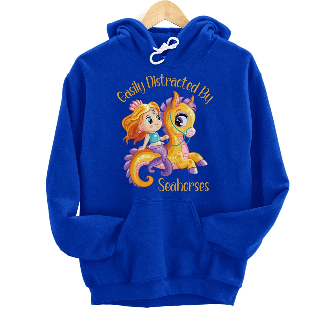 Easily Distracted By Seahorses Pullover Hoodie
