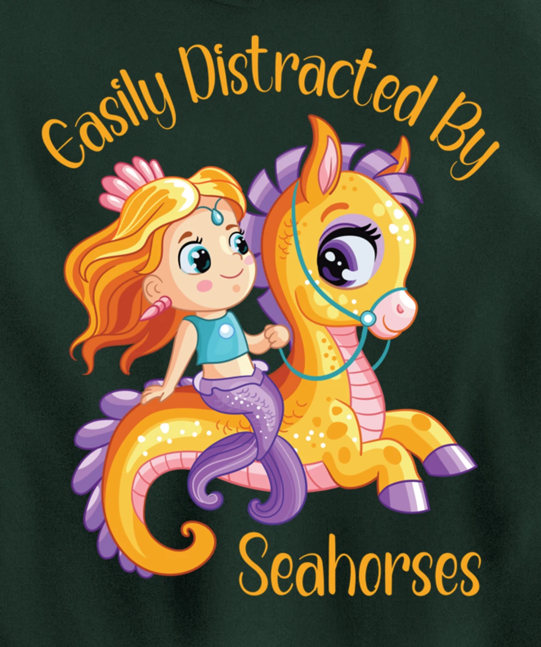 Easily Distracted By Seahorses Pullover Hoodie