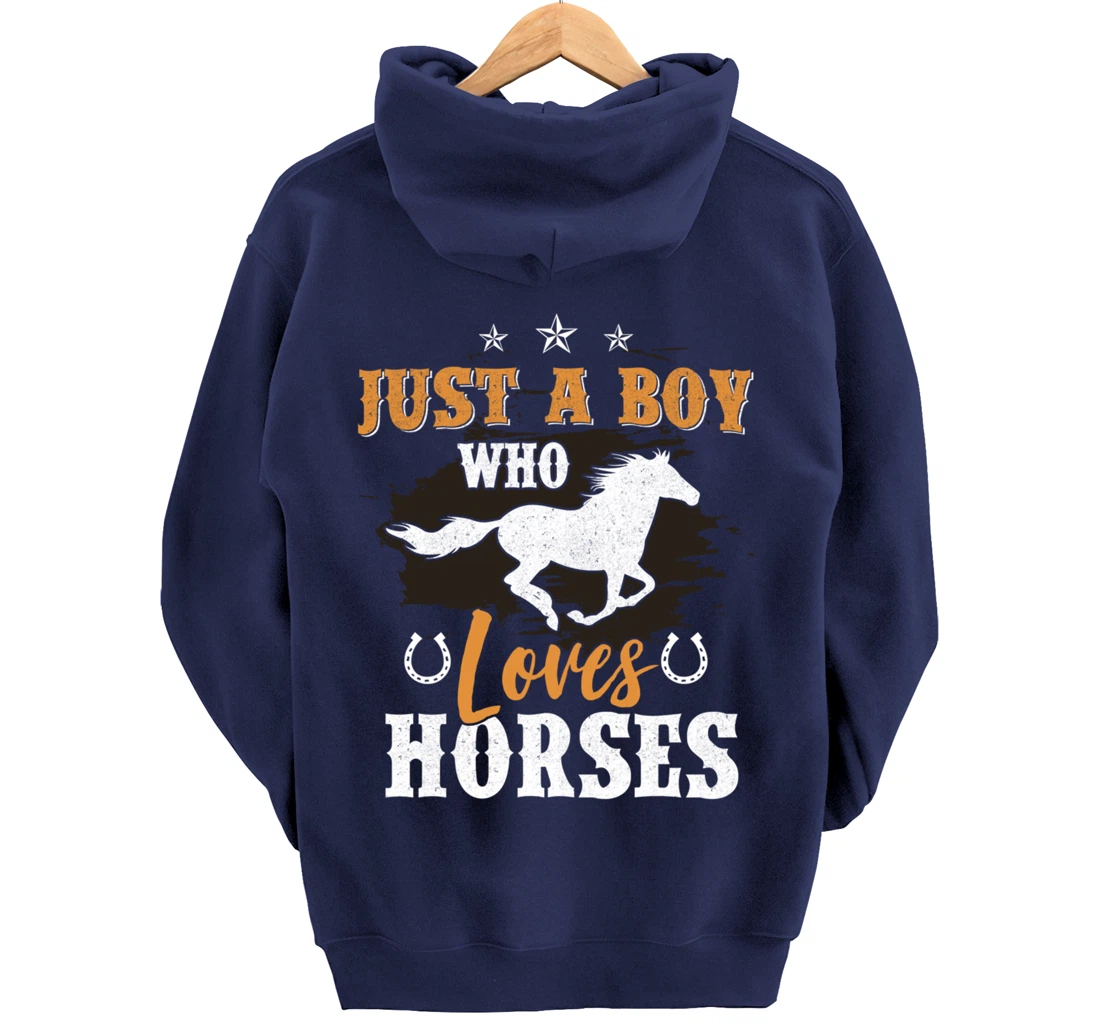 Funny Horse Graphic BoysHorseback Riding Horse Lover Pullover Hoodie