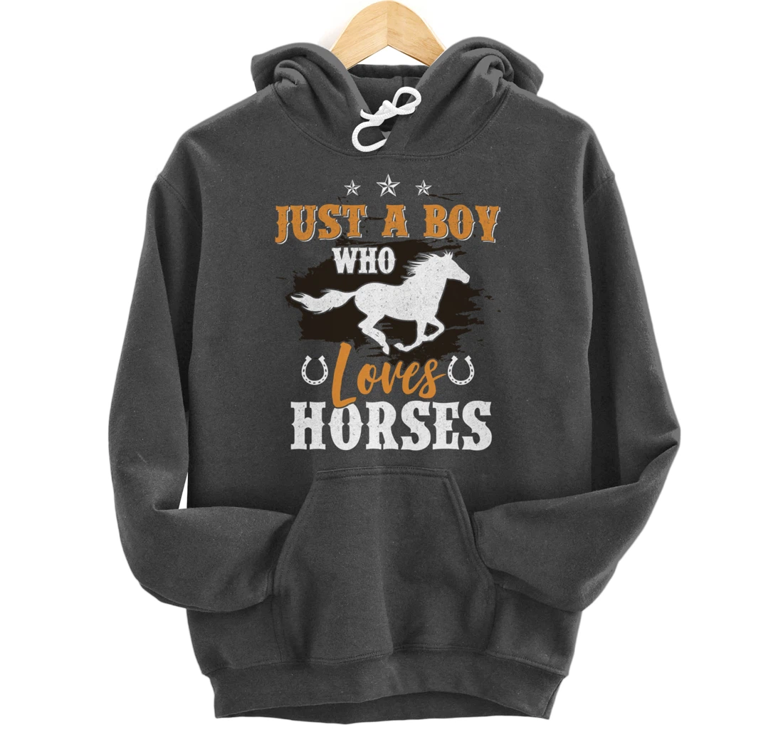 Funny Horse Graphic BoysHorseback Riding Horse Lover Pullover Hoodie