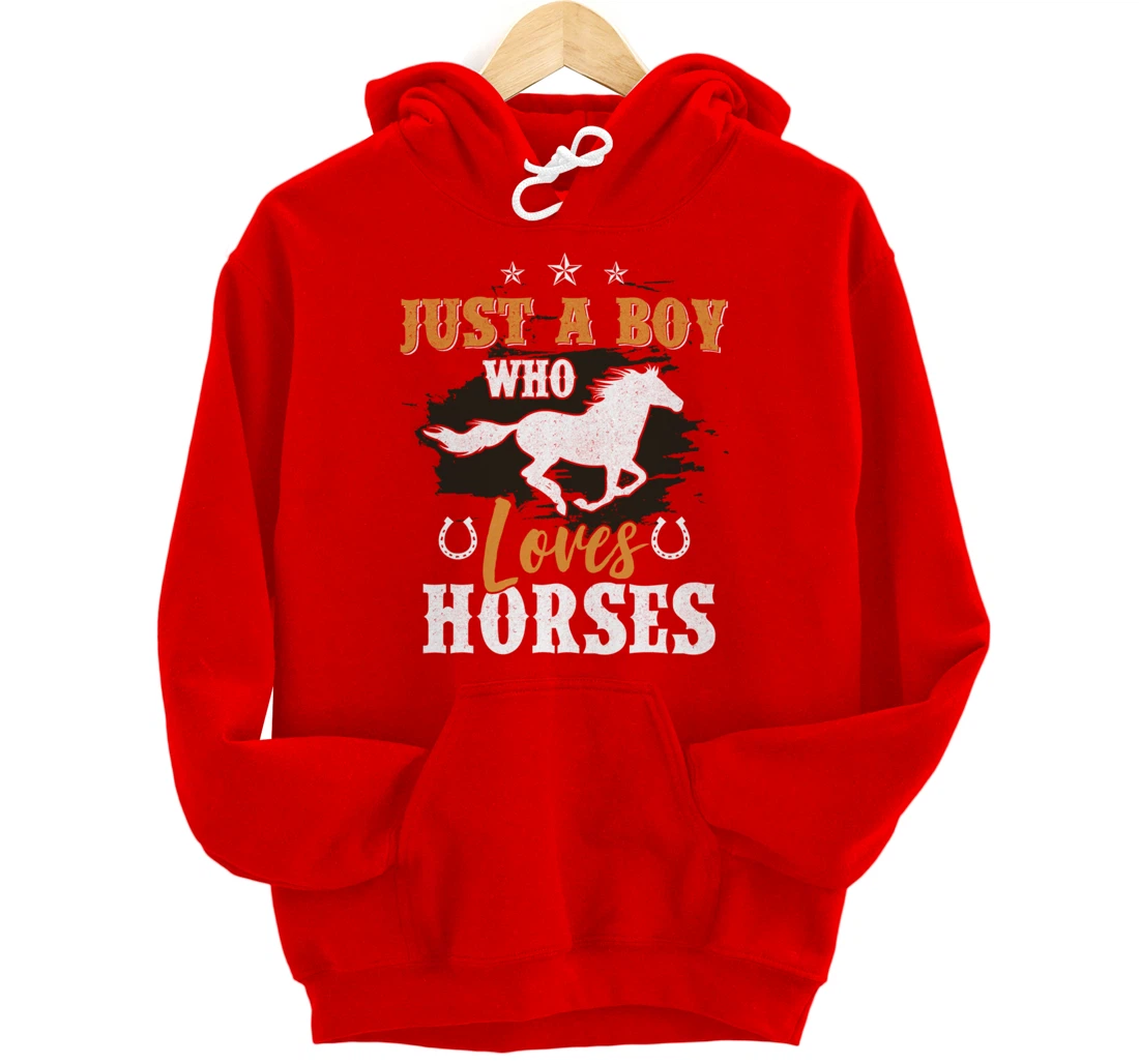 Funny Horse Graphic BoysHorseback Riding Horse Lover Pullover Hoodie