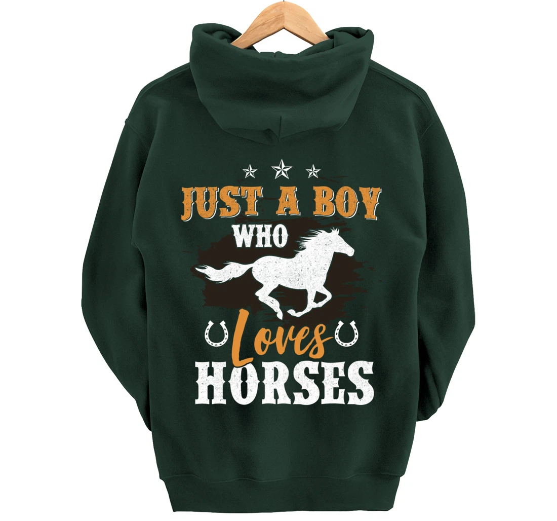 Funny Horse Graphic BoysHorseback Riding Horse Lover Pullover Hoodie