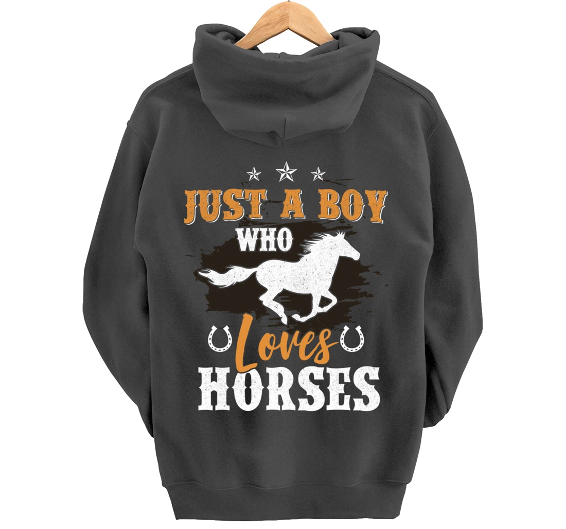 Funny Horse Graphic BoysHorseback Riding Horse Lover Pullover Hoodie