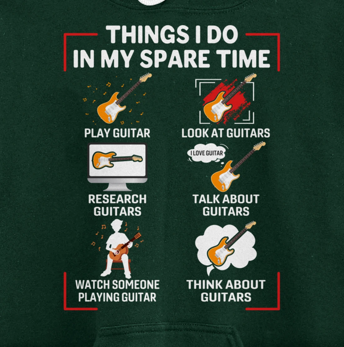 Funny 6 Things I Do In My Spare Time Guitar Player Lover Pullover Hoodie