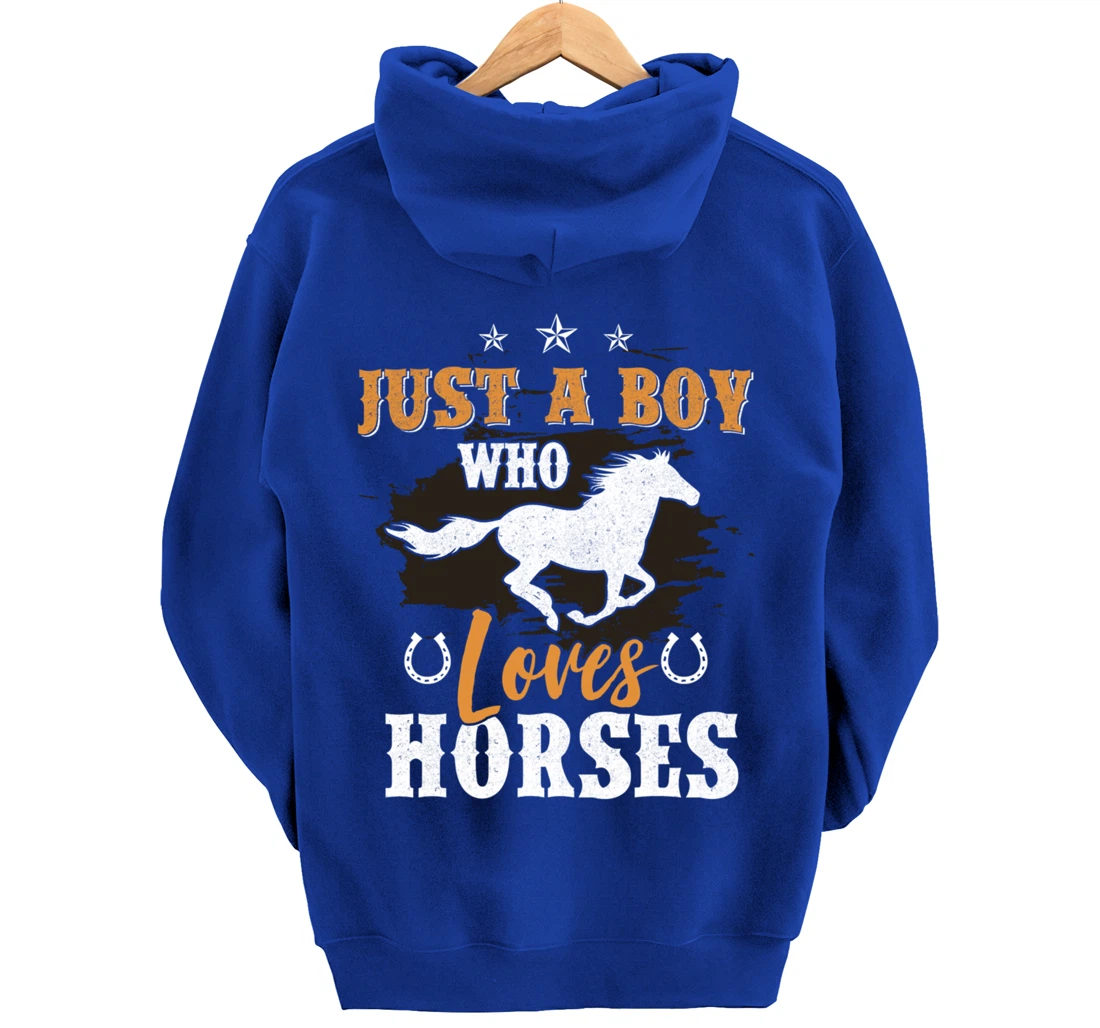 Funny Horse Graphic BoysHorseback Riding Horse Lover Pullover Hoodie