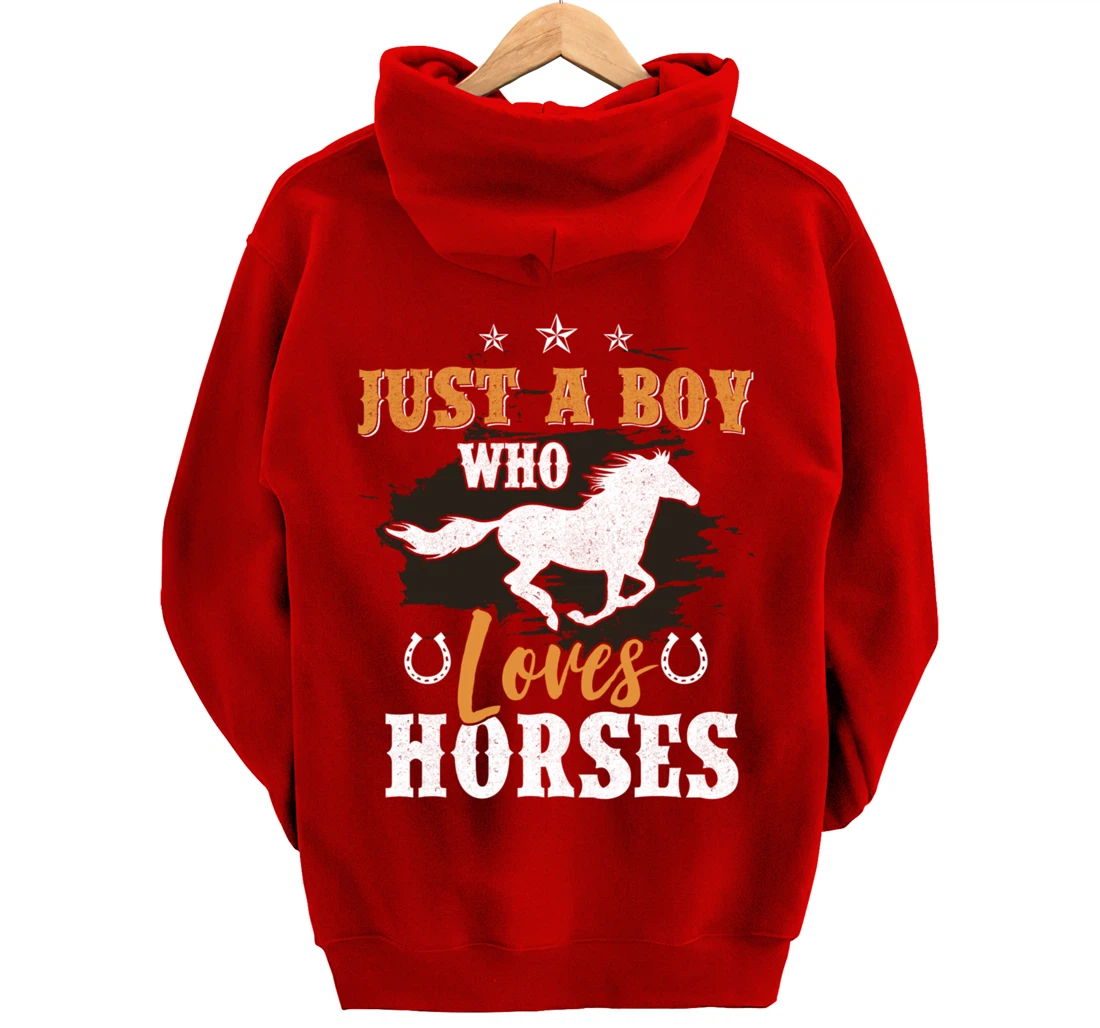 Funny Horse Graphic BoysHorseback Riding Horse Lover Pullover Hoodie
