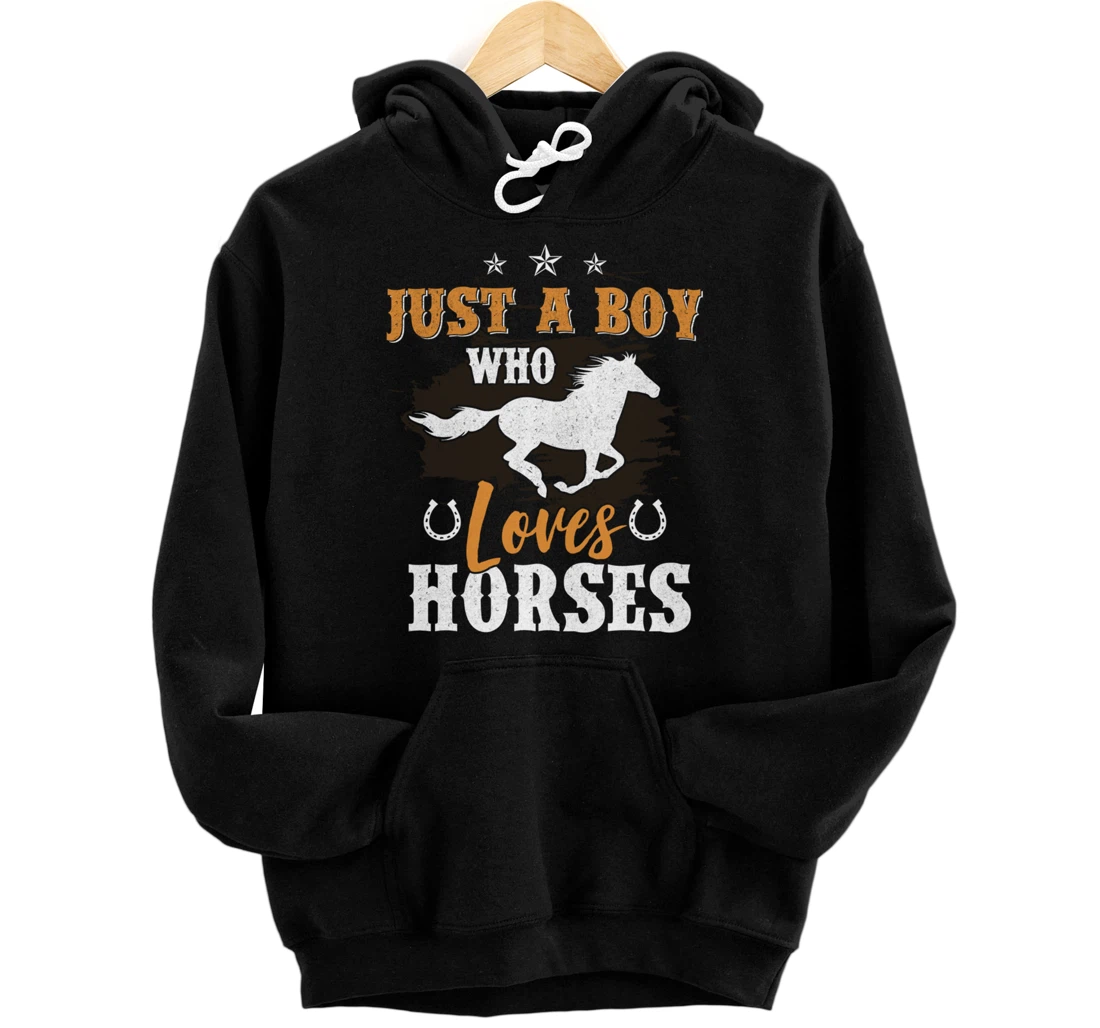 Funny Horse Graphic BoysHorseback Riding Horse Lover Pullover Hoodie